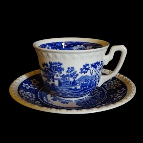 Villeroy & Boch Rusticana blau: Kaffeetasse / Tasse mit Unterteller