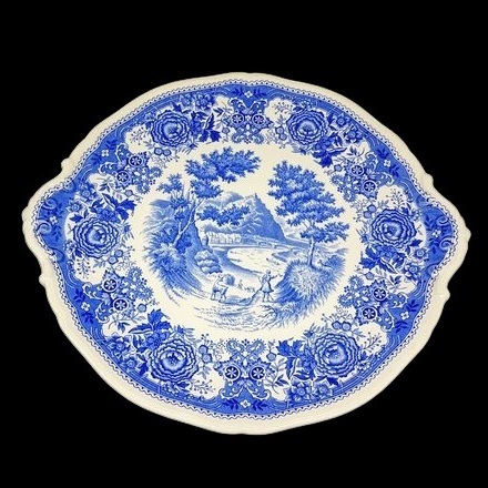 Villeroy & Boch Burgenland blau: Kuchenplatte mit Griffen - ca 31 cm