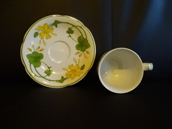 Villeroy & Boch Geranium: Mokkatasse / kleine Tasse mit Unterteller