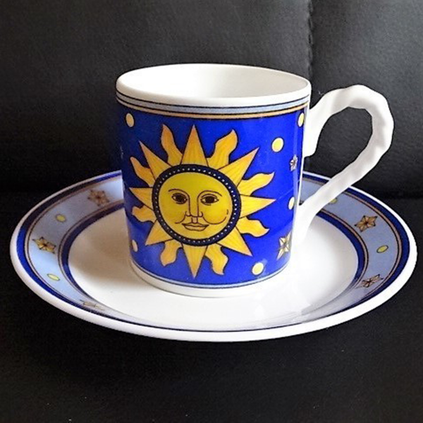 Villeroy & Boch Sun, Moon and Stars: Mokkatasse / Tasse mit Unterteller blau
