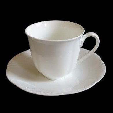 Villeroy & Boch Arco Weiss: Kaffeetasse / Tasse mit Unterteller - neuwertig