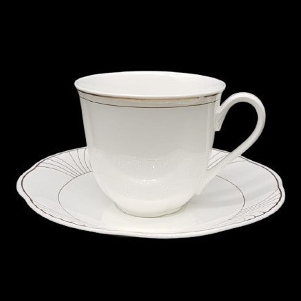 Villeroy & Boch Arco gold: Kaffeetasse / Tasse mit Unterteller - neuwertig