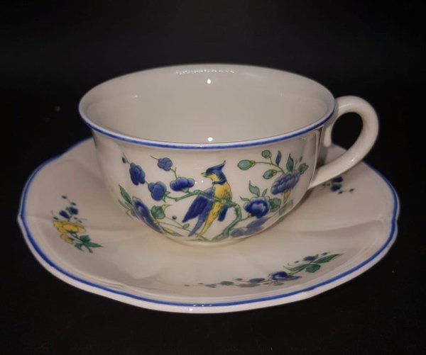 Villeroy & Boch Phoenix blau Malva: Teetasse / Tasse mit Unterteller