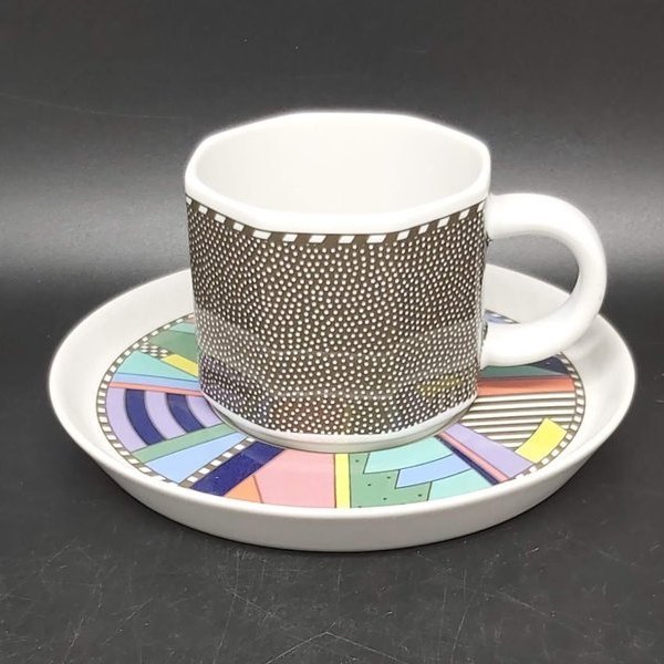 Rosenthal Scenario Metropol: Kaffeetasse / Tasse mit Unterteller - neuwertig