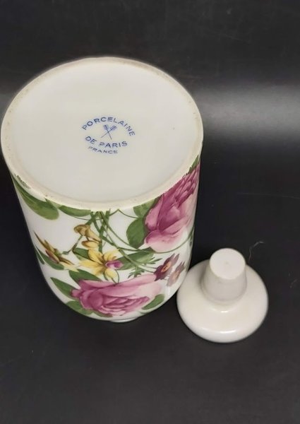 Porcelain de Paris, France: Fläschchen / Flacon mit Stöpsel - Rose