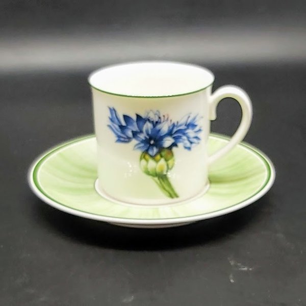 Villeroy & Boch Flora: Kaffeetasse / Tasse mit Unterteller - Bleuet