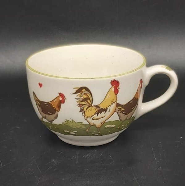 Pfalzkeramik Glückliche Hühner: Kaffeetasse / Teetasse mit Unterteller Motiv 5