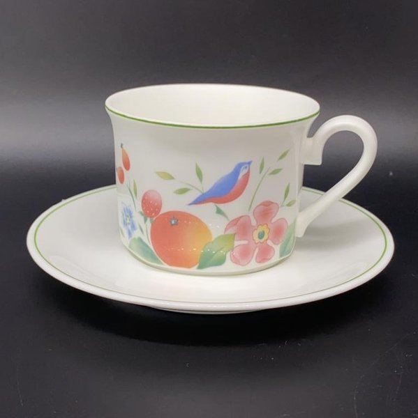 Villeroy & Boch Orangerie: Kaffeetasse / Tasse mit Unterteller - neuwertig