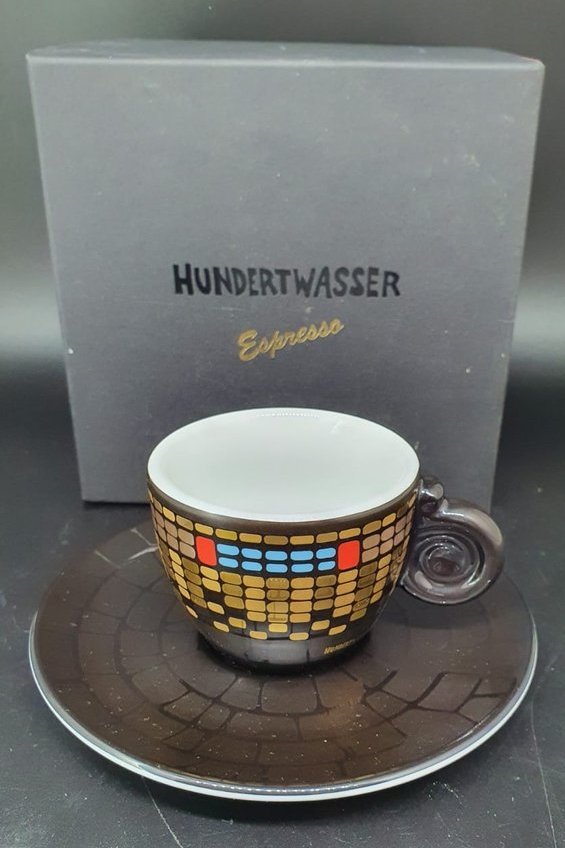 Königlich Tettau Hundertwasser: Espressotasse / Mokkatasse mit Unterteller - OVP