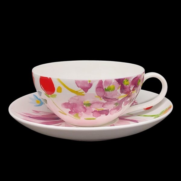 Villeroy & Boch Anmut Flowers: Teetasse / Tasse mit Unterteller - neu