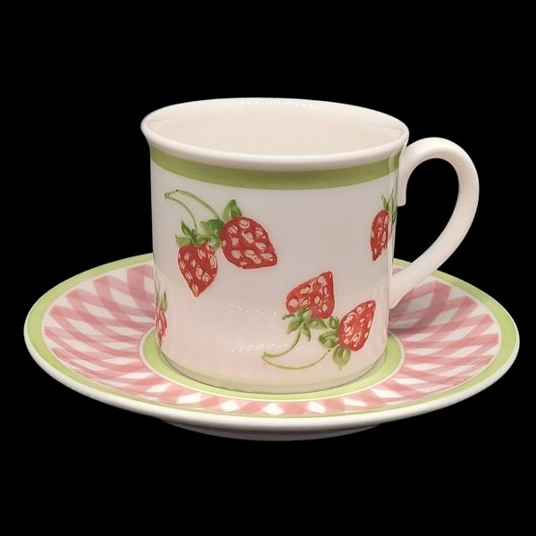 Villeroy & Boch Strawberry: Kaffeetasse / Tasse mit Unterteller - neuwertig