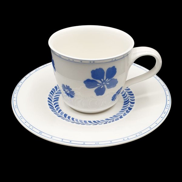 Villeroy & Boch Farmhouse Touch Blueflowers: Kaffeetasse / Tasse mit Unterteller